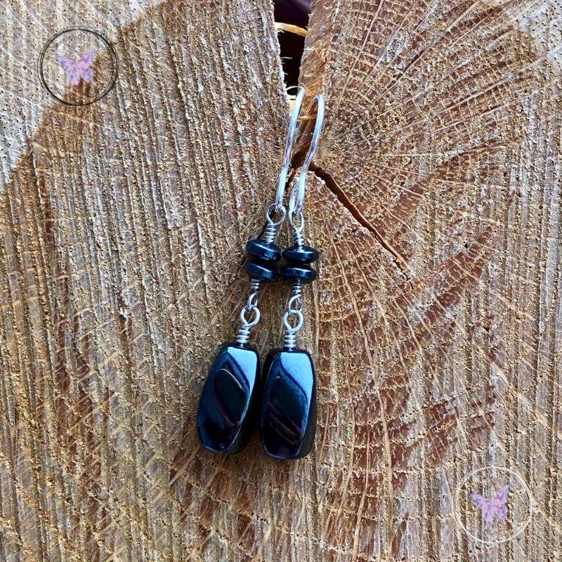 Hematite Twist Dangle Earrings